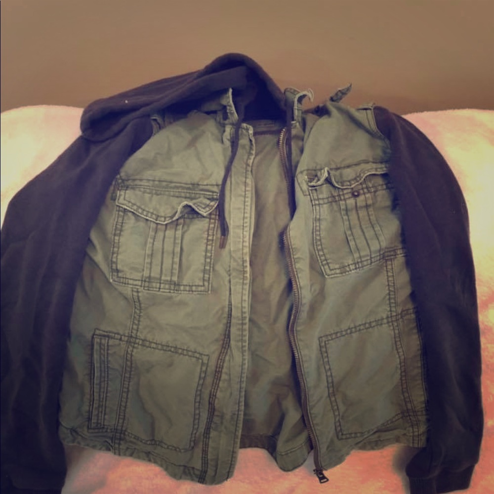 American Eagle Canvas hooded jacket size small